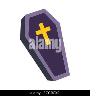 Cercueil dessiné à la main. Motif Halloween. Fond blanc isolé. Illustration vectorielle de style plat. Illustration de Vecteur