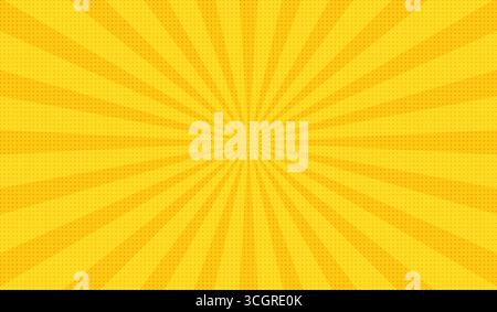 Fond rétro pour une bande dessinée de super-héros dans le style pop art avec des rayons jaunes. Illustration de Vecteur