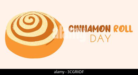 Bannière d'automne pour le jour national du rouleau de cannelle avec chignon dans le style plat. Illustration vectorielle dessinée à la main parfaite pour les bannières d'automne et les médias sociaux Illustration de Vecteur