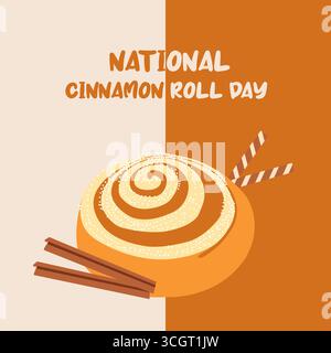 Bannière d'automne pour la journée nationale du rouleau de cannelle Illustration de Vecteur