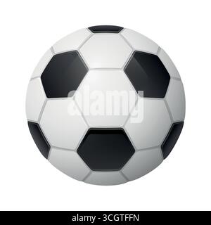 Illustration vectorielle de ballon de football. Ballon de football réaliste pour le jeu, l'entraînement, le tournoi, le championnat. Équipement de sport, image de marque de l'équipe, logo Design Illustration de Vecteur
