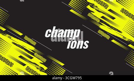 Design de fond sportif noir et jaune avec traits de pinceau grunge et style demi-ton. Convient pour la conception de bannière d'événement ou d'affiche Illustration de Vecteur