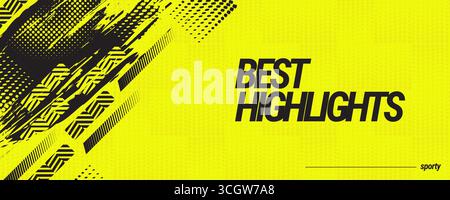 Design moderne de bannière abstraite de Grunge ou d'affiche dans le style Grunge noir et jaune. Signez pour Sport et Design événementiel Illustration de Vecteur