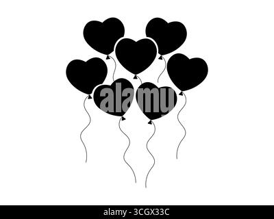 coeur noir en forme avec divers styles, isolé sur fond blanc, idéal pour les graphismes romantiques, cartes de voeux, Illustration de Vecteur