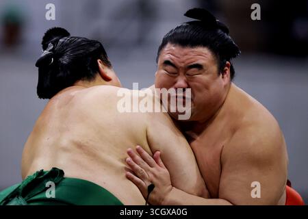 Tokyo, Japon. 28 août 2025. Takanosho Sumo : tournoi de sumo Tachikawa Tachihi à l'Arena Tachikawa Tachihi à Tokyo, Japon . Crédit : Naoki Nishimura/AFLO SPORT/Alamy Live News Banque D'Images