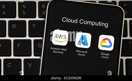 Plateformes cloud - AWS, Microsoft Azure et Google Cloud Banque D'Images