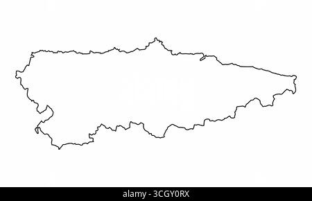 Asturias contour carte isolé sur fond blanc, Espagne Illustration de Vecteur