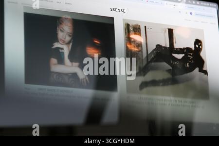 Montréal, Canada. 29 août 2025. Le site web de SSENSE est montré à Montréal, Québec, Canada, le vendredi 29 août, 2025. le détaillant canadien de mode de luxe a déclaré qu'il prévoyait de déposer une demande de protection contre les créanciers, après avoir affirmé que ses prêteurs tentaient de vendre l'entreprise sans son consentement. Credit : Graham Hughes/Alamy Live News Banque D'Images