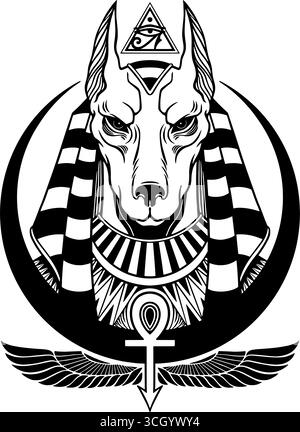 Ancien Dieu égyptien Anubis. Illustration vectorielle Illustration de Vecteur