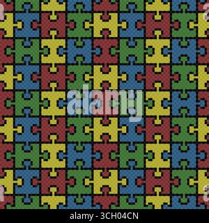 Fond de pixel de couleur sans couture avec puzzle. Illustration de Vecteur