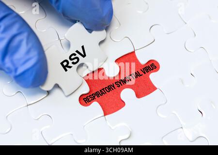 RSV, virus respiratoire syncytial. Automne et hiver, concept de santé. Infection des voies respiratoires. gros plan Banque D'Images