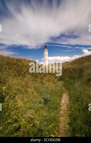Vue sur le phare de Hirtshals dans le nord du Danemark Banque D'Images