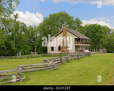 Restauration de la taverne Elkhorn de 1833, site d'un hôpital de campagne pendant la bataille de Pea Ridge de la guerre de Sécession de 1863 - Garfield Arkansas, mai 2025 Banque D'Images