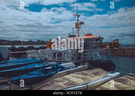 Majestueux et accidenté, Bass Rock s’élève de la mer, abritant la plus grande colonie de gannets au monde. Banque D'Images