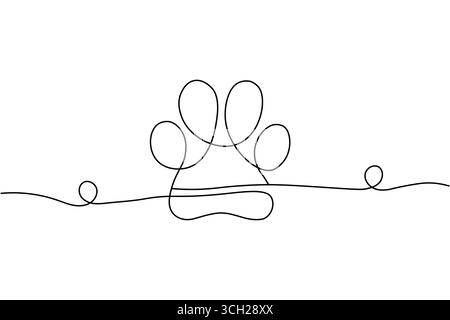 Ligne droite à imprimé pattes et tourbillons animal Illustration de Vecteur