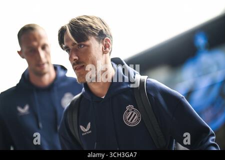 Gand, Belgique. 31 août 2025. Lynnt Audoor du Club arrive à un match de football entre KAA Gent et Club Bruges, dimanche 31 août 2025 à Gand, le jour 6 de la première division 'Jupiler Pro League' 2025-2026 du championnat belge. BELGA PHOTO TOM GOYVAERTS crédit : Belga News Agency/Alamy Live News Banque D'Images