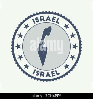 Emblème d'Israël. Timbre rond de pays avec forme d'Israël, isolines et texte rond. Badge attrayant. Charmante illustration vectorielle. Illustration de Vecteur
