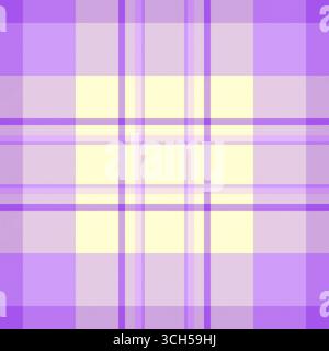 Tissu vectoriel de fond de velours, motif sans couture à carreaux de tartan. Tissu plaid texturé motif festival en palette de couleurs mousseline de violet et citron. Illustration de Vecteur