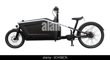 Isolation d'Un vélo cargo hybride (électrique) pour transporter des courses, ou même des enfants Banque D'Images