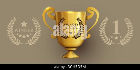 Trophée d'or réaliste. Illustration vectorielle Illustration de Vecteur