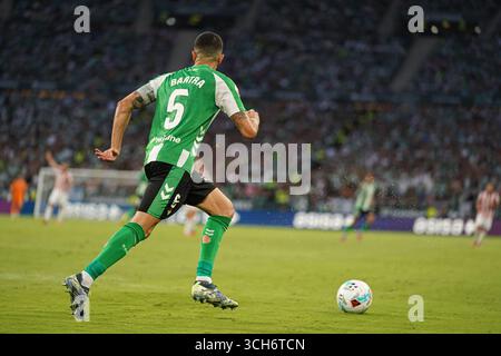 Séville, Espagne. 31 août 2025. Marc Bartra (Real Betis) lors du match de LaLiga entre Real Betis et Athletic Club, au stade la Cartuja. Crédit : Fernando Vazquez / Alamy Live News Banque D'Images