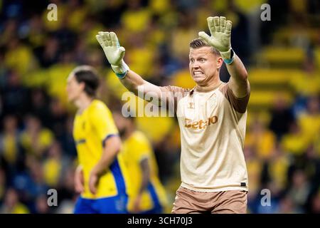 Brondby, Danemark. 31 août 2025. Patrick Pentz de Broendby lors du match de Superliga entre Broendby IF et FC Midtjylland au Broendby Stadium le dimanche 31 août 2025. (Photo : IDA Marie Odgaard /Ritzau Scanpix) crédit : Ritzau/Alamy Live News Banque D'Images