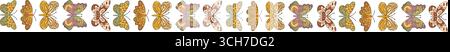 Motif de bordure fleurie papillon rétro groovy Illustration de Vecteur