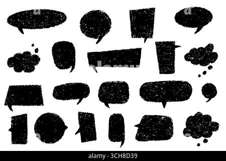 Bulles de parole de crayon dessinées à la main mignonnes dans des formes géométriques. Doodle éléments vectoriels pour les messages, les dialogues et la conception créative Illustration de Vecteur