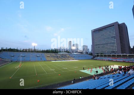 Stade de rugby Prince Chichibu Memorial, Tokyo, Japon. 29 août 2025. Prince Chichibu Memorial Rugby Stadium, 29 AOÛT 2025 - American Football : X League 2025 X1 SUPER match entre Fujitsu Frontiers - Fuji film Ebina Minerva AFC au Prince Chichibu Memorial Rugby Stadium, Tokyo, Japon. Crédit : Yohei Osada/AFLO SPORT/Alamy Live News Banque D'Images