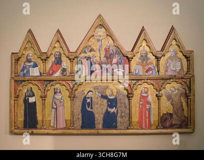 Un grand retable en or de l'abbaye Santi Naborre e Felice. Au musée d'art, galerie, Pinacoteca Nazionale. À Bologne, Italie. Banque D'Images