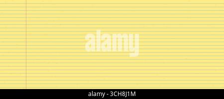 Papier texturé horizontal doublé d'un bloc juridique. Feuille de travail jaune avec rayures. Page vide vierge du classeur. Toile de fond de grille à lignes larges. Note scolaire de grille vectorielle Illustration de Vecteur