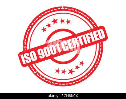 Un sceau de tampon en caoutchouc certifié ISO 9001 avec une bordure en étoile Illustration de Vecteur