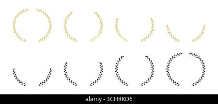 Couronnes de laurier dorées et noires créant des formes circulaires et semi-circulaires, symbolisant la réussite, la victoire et l'honneur, appropriées pour embellir Awar Illustration de Vecteur