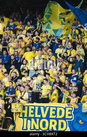 Brondby, Danemark. 31 août 2025. Les fans de football de Broendby SONT vus sur les gradins lors du match de 3F Superliga entre Broendby IF et le FC Midtjylland au Brondby Stadion à Brondby. Crédit : Gonzales photo/Alamy Live News Banque D'Images