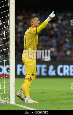 Napoli, Italie. 01 Sep, 2025. Elia Caprile de Cagliar lors du match de football Serie A entre Napoli et Cagliari au stade Diego Armando Maradona à Naples, dans le sud de l'italie - samedi 30 août 2025. Sport - Soccer . (Photo de Alessandro Garofalo/LaPresse) crédit : LaPresse/Alamy Live News Banque D'Images