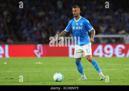 Napoli, Italie. 01 Sep, 2025. Leonardo Spinazzola de Napoli lors du match de football Serie A entre Napoli et Cagliari au stade Diego Armando Maradona à Naples, dans le sud de l'italie - samedi 30 août 2025. Sport - Soccer . (Photo de Alessandro Garofalo/LaPresse) crédit : LaPresse/Alamy Live News Banque D'Images