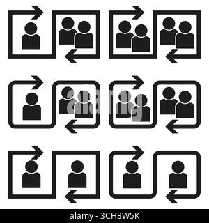 Icônes d'échange d'utilisateurs. Symboles de profil de transfert. Vecteur de réseau social. Graphique de gestion des comptes. SPE 10. Illustration de Vecteur