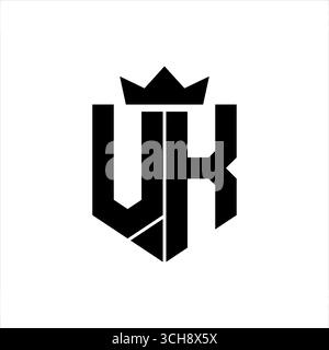 VK logo image vectorielle d'un bouclier avec un style géométrique pointu avec une couronne pointue et une police épaisse Illustration de Vecteur
