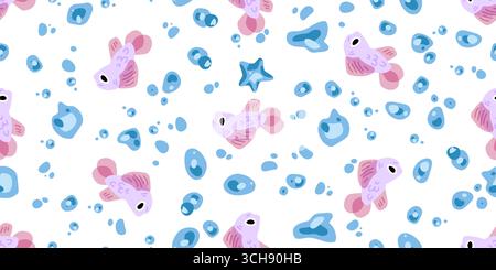Motif sans couture de bulles de poisson de dessin animé Illustration de Vecteur