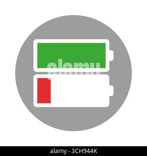 Icône de batterie pleine. Symbole de batterie faible. Indicateur de niveau d'énergie. Graphique circulaire vectoriel. SPE 10. Illustration de Vecteur