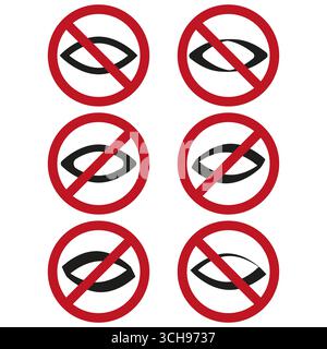 Pas de règle des baisers. Icône de contact interdit. Vecteur d'interdiction des lèvres. Cercle rouge. SPE 10. Illustration de Vecteur