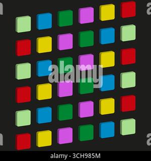 Perspective de carrés colorés. Motif de grille 3D. Formes abstraites vecteur. Fond géométrique moderne. Illustration de Vecteur