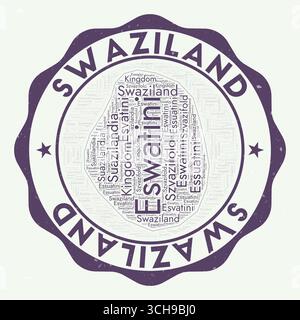 Logo Eswatini. Badge attrayant de pays avec nuage de mots en forme d'Eswatini. Emblème rond avec le nom du pays. Illustration vectorielle attrayante. Illustration de Vecteur