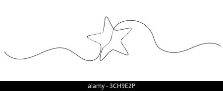 Continu une ligne modifiable d'étoiles. Dessin vectoriel minimaliste Illustration de Vecteur