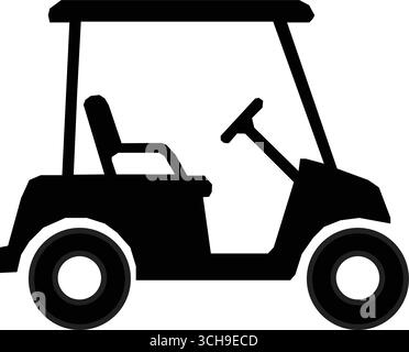 vecteur de silhouette de voiture de golf, icône de voiture de golf. sur fond blanc. Illustration de Vecteur