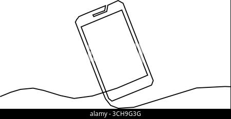 Dessin au trait continu du smartphone. Téléphone portable, concept de téléphone portable. Dessin à une ligne. Ligne simple Illustration vectorielle. Illustration de Vecteur