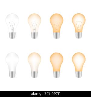 Jeu d'ampoules. Illustration vectorielle isolée sur fond blanc. Illustration de Vecteur