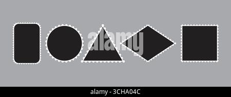 ensemble de cadres d'affranchissement vectoriels. Bordures de timbres-poste définies. Illustration isolée vectorielle. Timbres-poste photo maquette Illustration de Vecteur