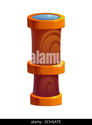 Caricature caribéenne pirates font et corsaire police lettre de caractère de spyglass, type de vecteur. Pirate et corsaire Caraïbes aventure police, lettre I de capitaine spyglass ou télescope marin pour police de caractères de dessin animé Illustration de Vecteur