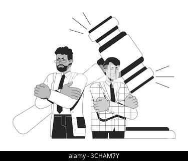 Bataille juridique entre deux avocats masculins divers concept d'illustration de ligne Illustration de Vecteur